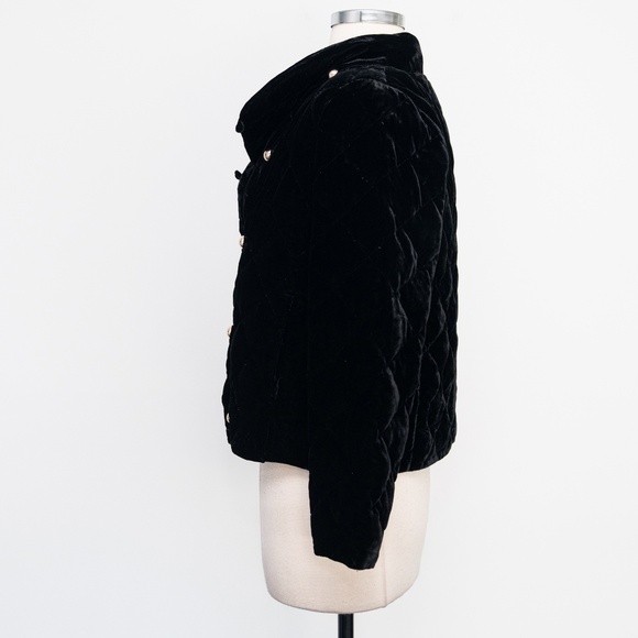 Talbots - New! Quilted Petite Velvet Jacket Black - Picture 8 of 12